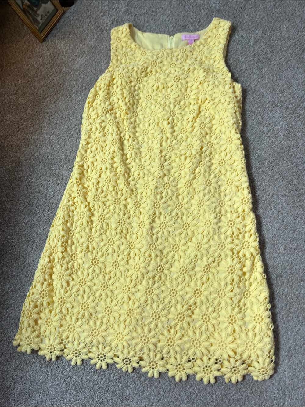 🌼🌼🌼🌼Lilly Pulitzer Yellow Crocheted Daisy Lace “Lela” Shift sz6 - Picture 10 of 11